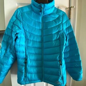 Turquoise LL Bean puffer jacket